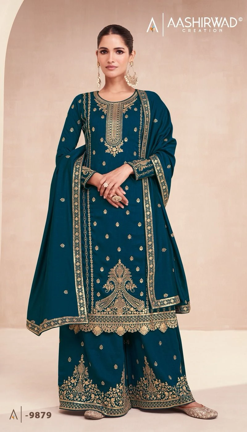 Aashirwad Zari Premium Silk Wholesale Designer Readymade Salwar Suit Catalog — Wholesale Readymade Suit, Aashirwad Creation wholesale from Surat - Gallery Image 3